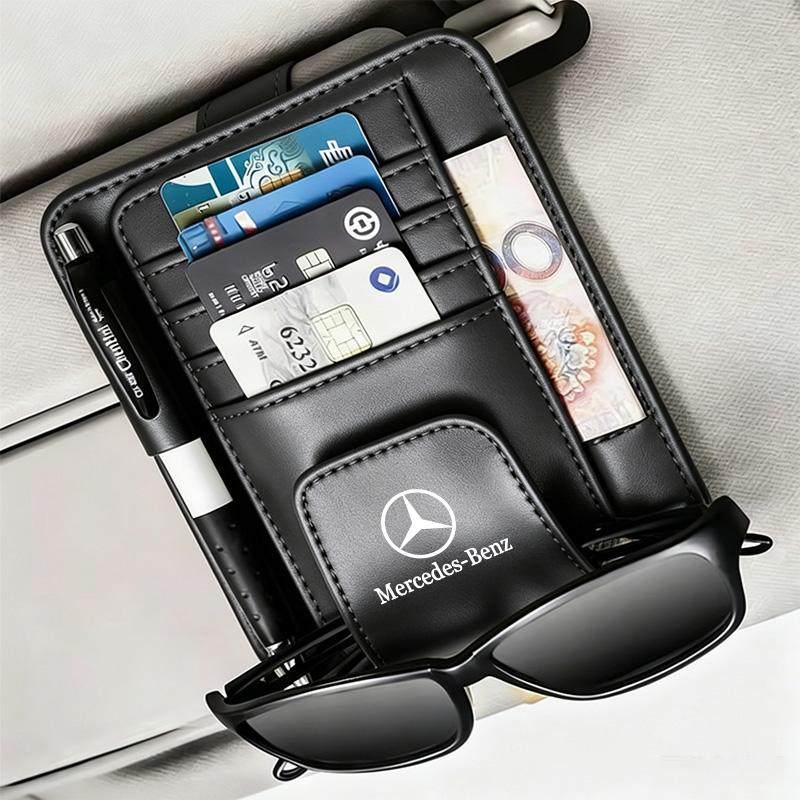 MTT5 PU Leather Car Sun Visor Organizer Ticket Card Holder For Mercedes Benz AMG GLE GLS CLA CLE GLC CLS GLA W223 W213 W206 W464 W247
