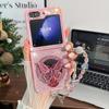 Чехол для Samsung Galaxy Z Flip7 6 5 4 3 с подставкой и съемным кристальным браслетом на запястье Ударопрочный Bling Чехол Бамперы для телефона