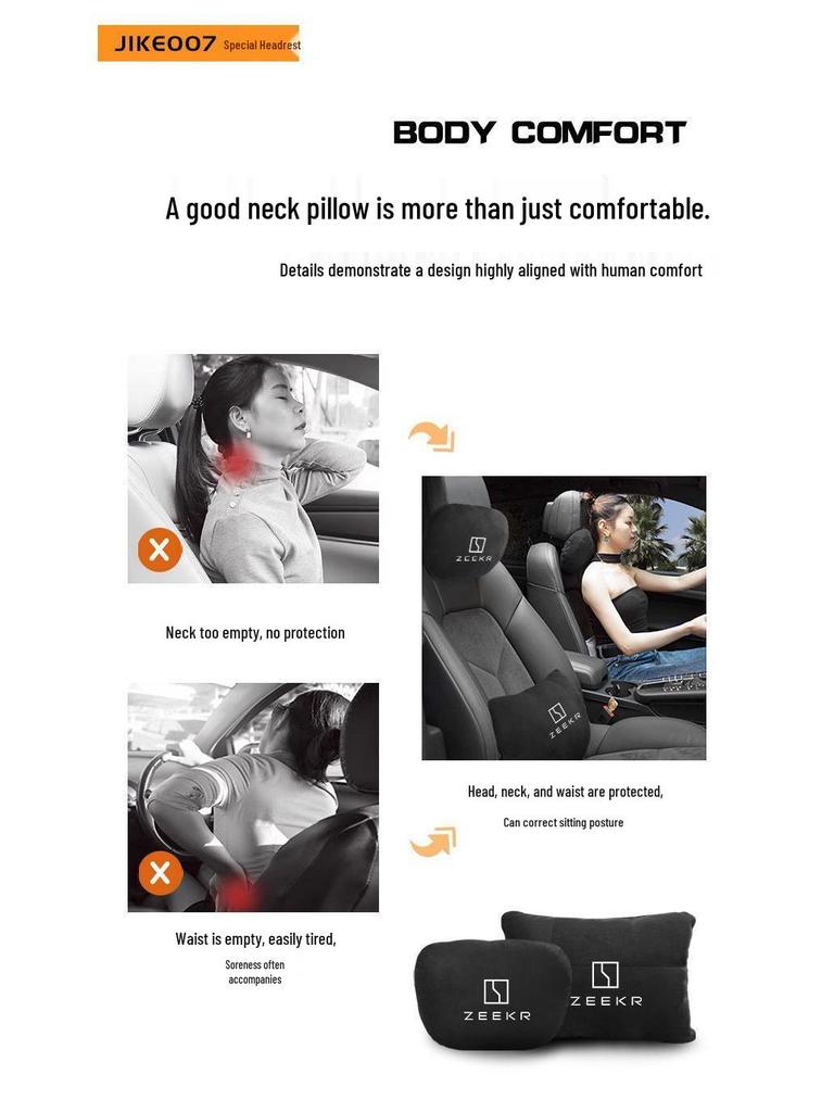 ZEEKR Car Headrest, Lumbar and Neck Support, Backrest, Seat Cushion