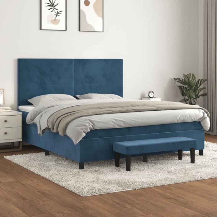 3137741 vidaXL Divan Bed and Mattress Dark Blue 180x200cm Velvet