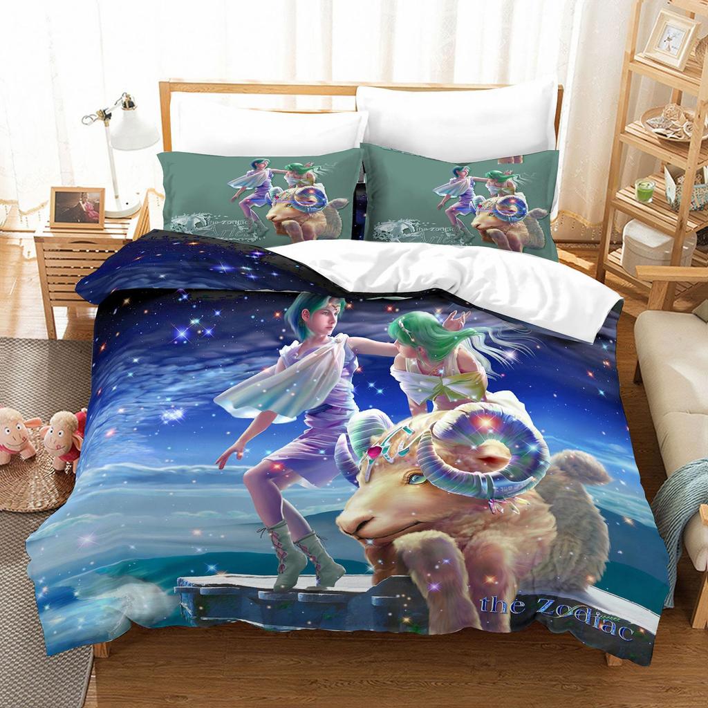 Cartoon Digital Printing Twelve Constellations Duvet Set Bedding Two Or Three-Piece Set