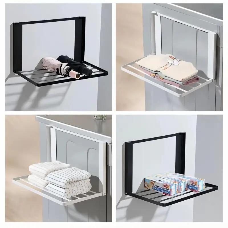 Магнитная металлическая боковая полка для стиральной машины, складная вешалка для одежды, экономящая место, без перфорации, временная вешалка, простая полка для ванной комнаты