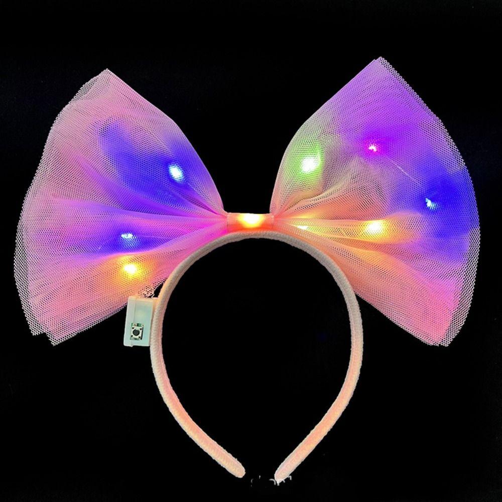 Светящаяся повязка на голову с бантом, новогоднее украшение, светодиодная повязка на голову с бантом, светодиодная игрушка