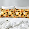 Halloween Pumpkin Ghost Bat Pattern Mattress Three-Piece Digital Printing Mattress Bedding Set