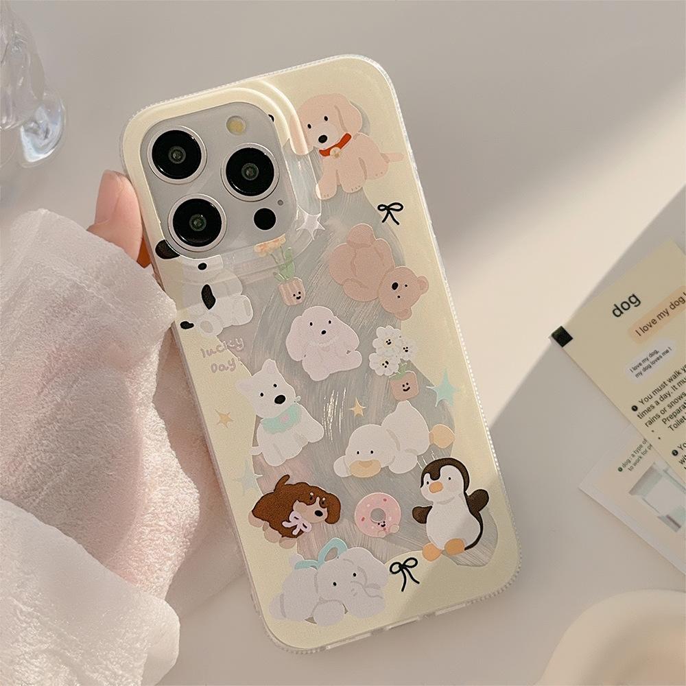 Crisp Yellow Animal Mobile Phone Case Suitable for Apple 15 Feather Yarn Iphone13 Anti fall 12 Korean 16 Cartoon 14promax