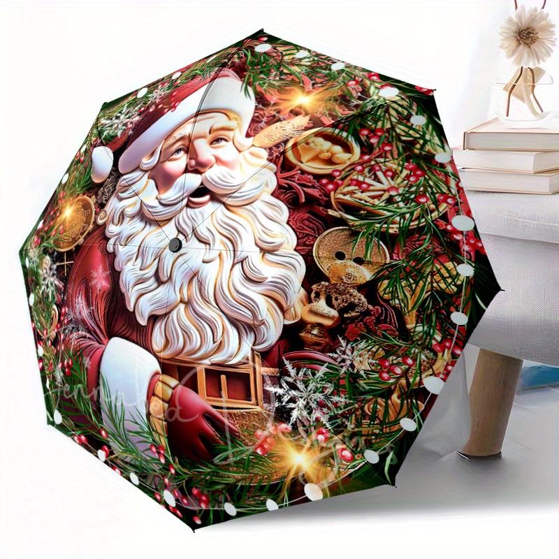 Holiday Gingerbread Man Automatic Folding Umbrella Compact Lightweight Retractable 8Rib Design For Outdoor Travel Festive Giftt21
