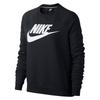 Solid Color Brand Logo Round Neck Long Sleeve Sweatshirt Women Tops Black 930906-010