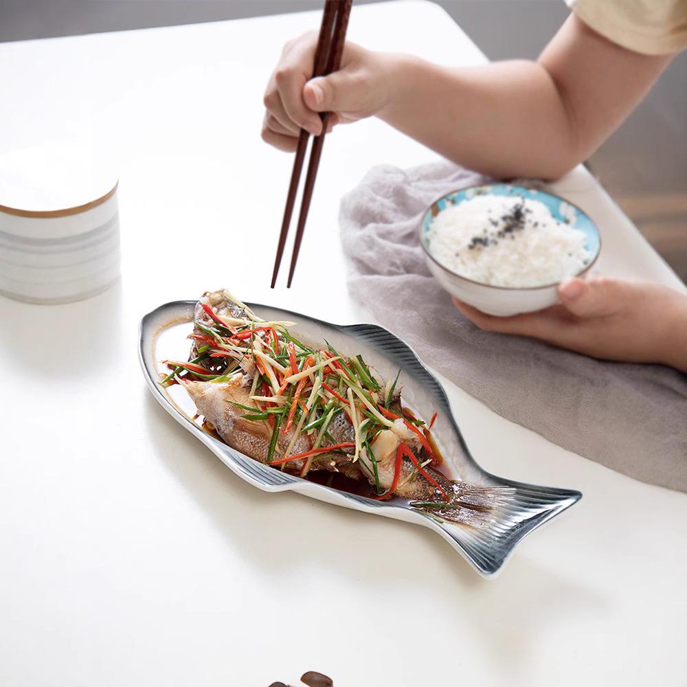 Обеденные тарелки в форме рыбы Креативные керамические подстановочные тарелки Фарфоровая бытовая ресторанная домашняя кухонная посуда