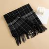 Winter New Plaid Scarf Printed Tassel Imitation Cashmere Scarf Fashionable Sweet Shawl Mid Length Thick Warm Scarf