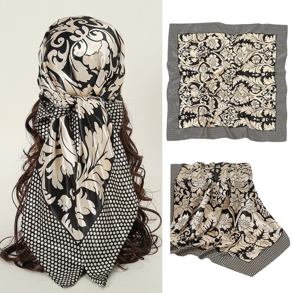 Satin Silk Large Hair Bandana Square Female Shawl Wrap Fashion Women Head Scarf