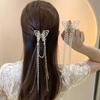 Women Hair Clip Butterflies Shape Long Tassel Hollow Out Rhinestone Faux Pearl Hair Decoration Photograph Prop Anti-slip Bride Lady