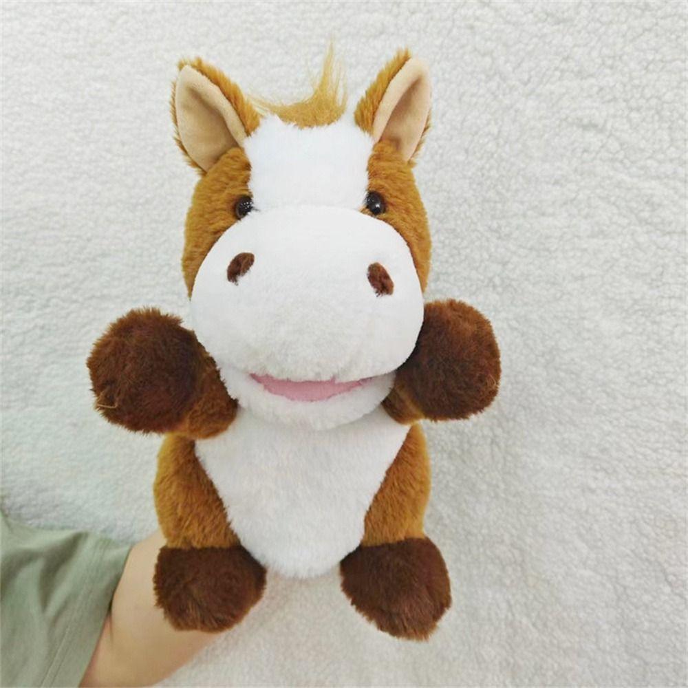 Movable Open Mouths Stuffed Hand Doll Cow Duck Pig Plush Animal Puppets Christmas   Teaching