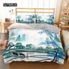 Пододеяльник с рисунком тушью King Queen, китайский пейзаж, комплект постельного белья для взрослых, идиллический пейзаж, горы, полиэстер, пододеяльник