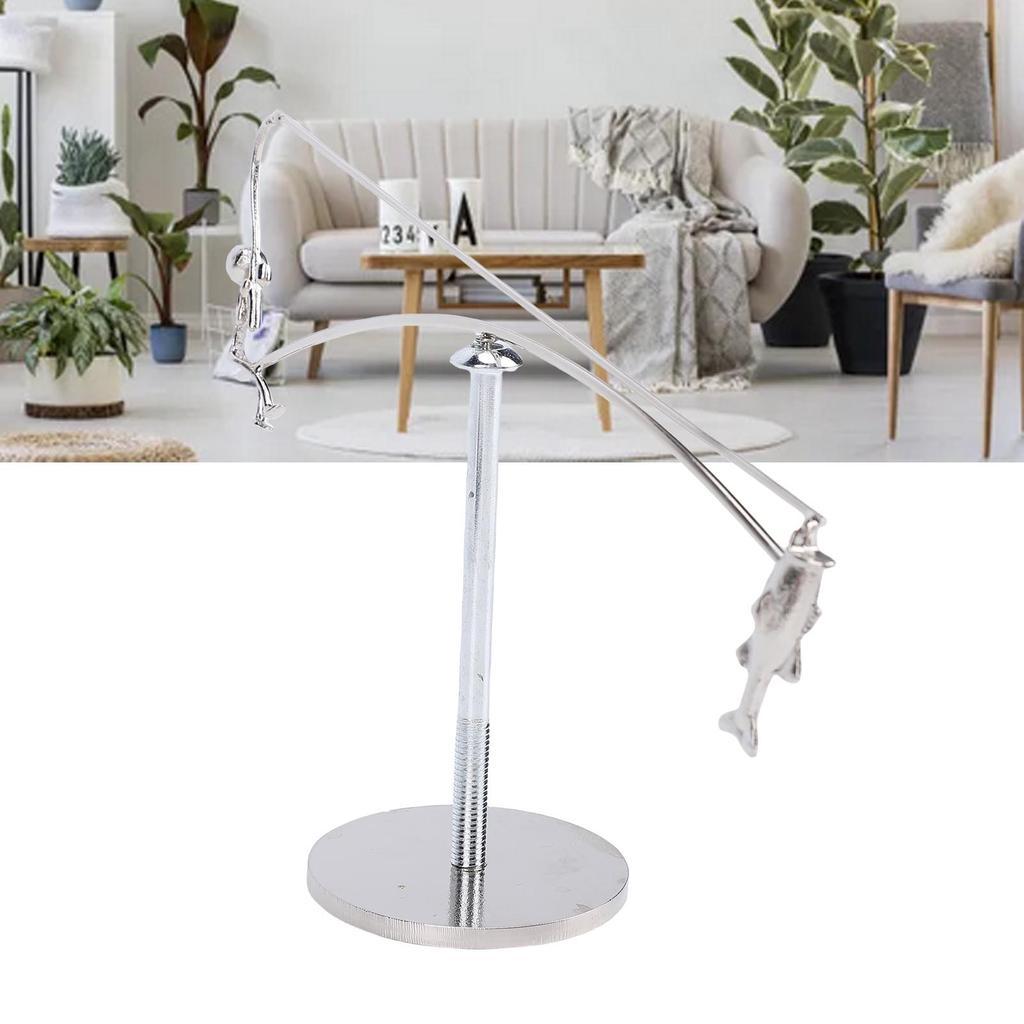 Fisherman Balancing Sculpture Modern Metal Fishing Statue for Decor Art Ornament