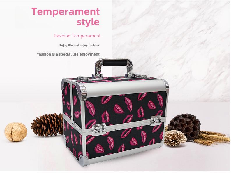 Алюминиевый ящик для косметики и инструментов для дизайна ногтей, татуировок и наращивания ресниц - двойной, открытый, студенческий ящик для хранения