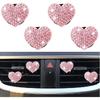 4PCS Heart-Shaped Car Vent Clips with Rhinestone,Bling Air Vent Clips Car Decorations,Premium Shiny Car Clips for Vents CCar Accessories Interior for