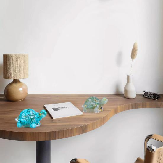 Mini Crystal Turtle Statue Reiki Stone Tortoise Figurine Amulet Turtle Fengshui Sculpture for Home Office Desk Shelf Decoration