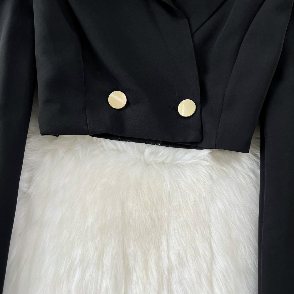 Женский новый модный весенне-осенний элегантный короткий пиджак, куртка + длинная юбка-карандаш с разрезом миди, комплект из двух предметов