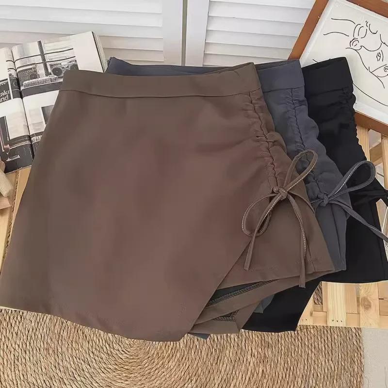 Spring 2024 Women's High Waist A-Line Pleated Drawstring Skirt - Slim, Fashionable Korean Style