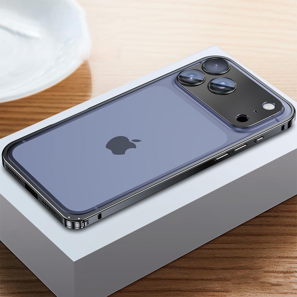 Роскошный металлический чехол-бампер для iPhone 17 16 15 14 Pro Max 14 15 Plus 16pro со съемной рамкой на защелке и защитой объектива