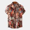 Men's Hawaiian Vacation Casual Cotton Linen Top Printed Short Sleeve Floral Shirt