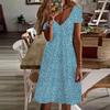 Summer Fashion Women's V Neck Short Sleeve Round Dot Printed Dress Sex Short Skirt Dresses