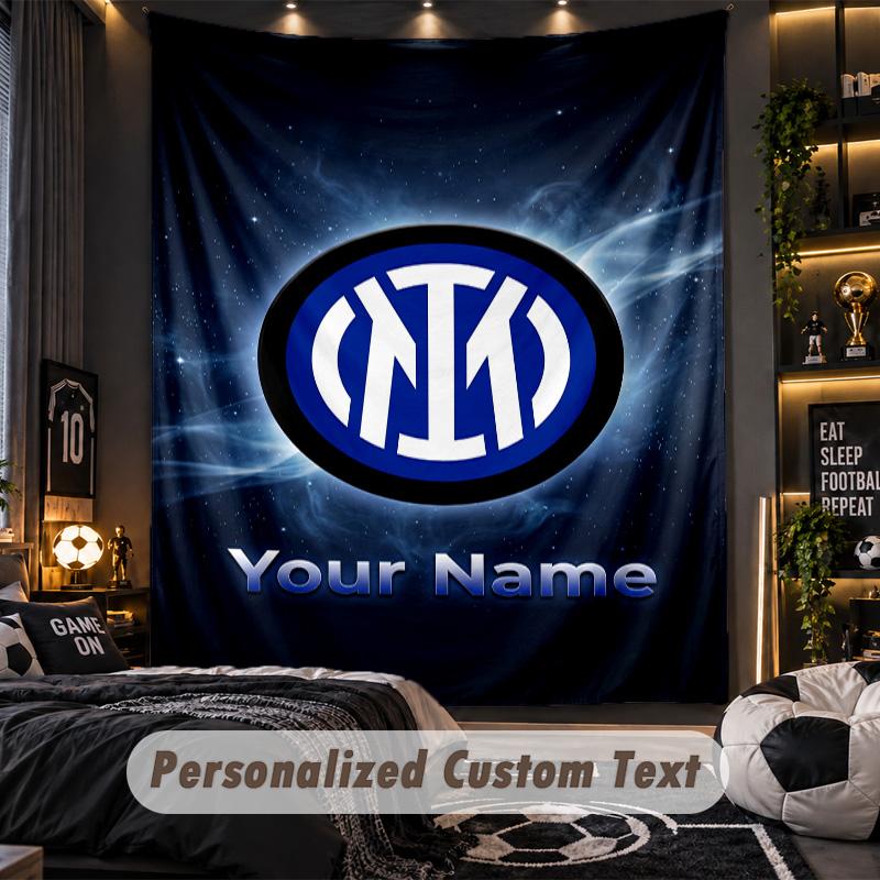 TapestryInter Milan Custom Name Text Personalized Wall Hanging Tapestry Home Wall Decor