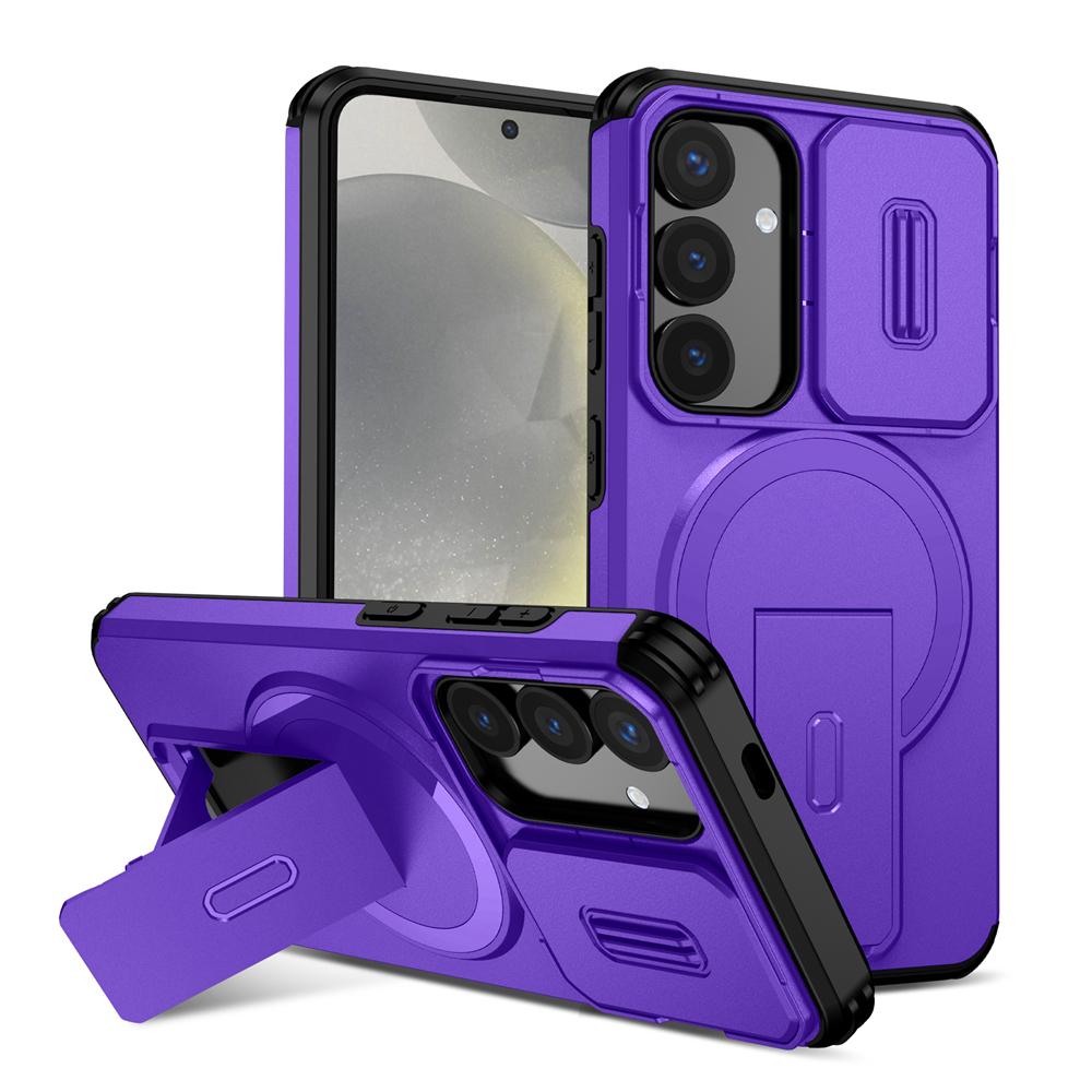 KEYSION Противоударный магнитный чехол для Samsung Galaxy S24 S25 Ultra S25+ S24 FE со сдвижной защитой камеры, подставкой и поддержкой беспроводной зарядки