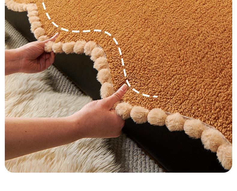 Нескользящий чехол на диван из шерсти ягненка: Толстая, цельная подушка для осени и зимы