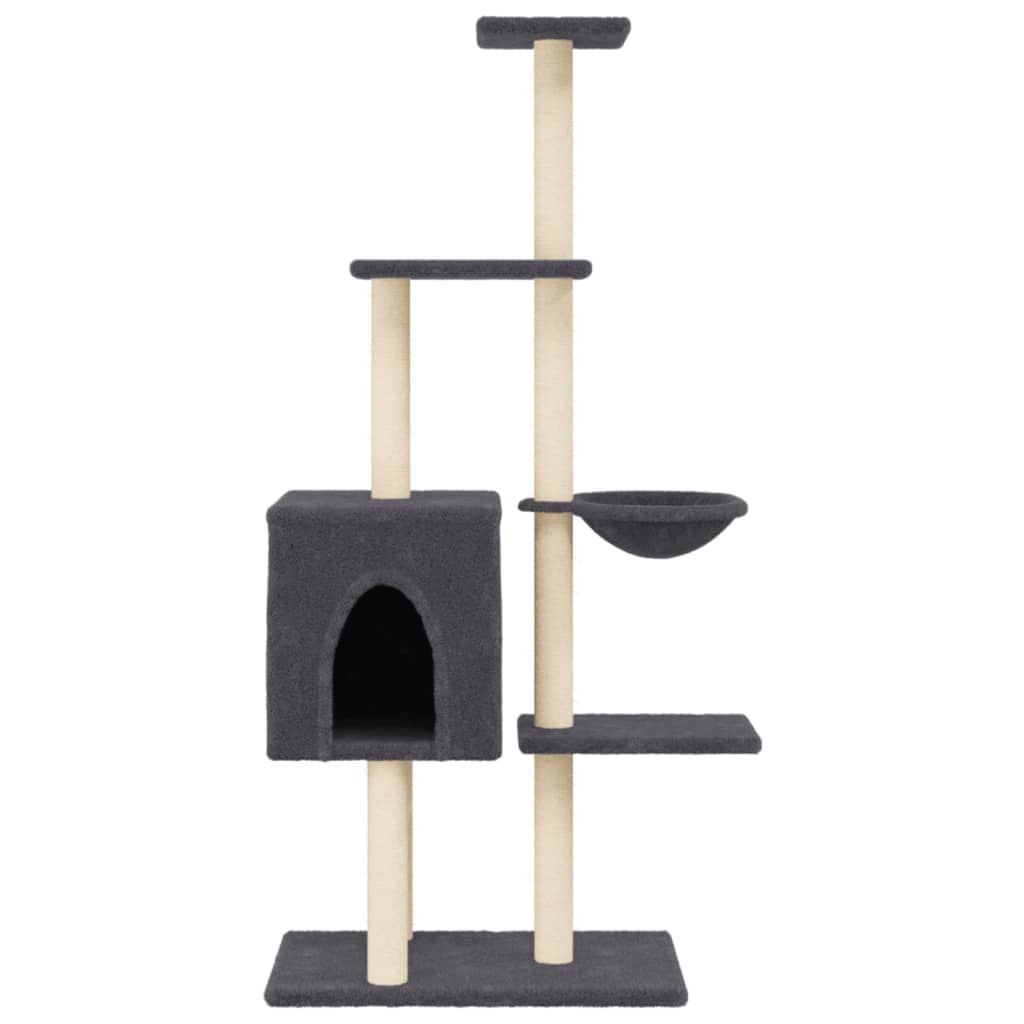 Scratching Post with Sisal Scratching Posts Dark Grey 145 cm
