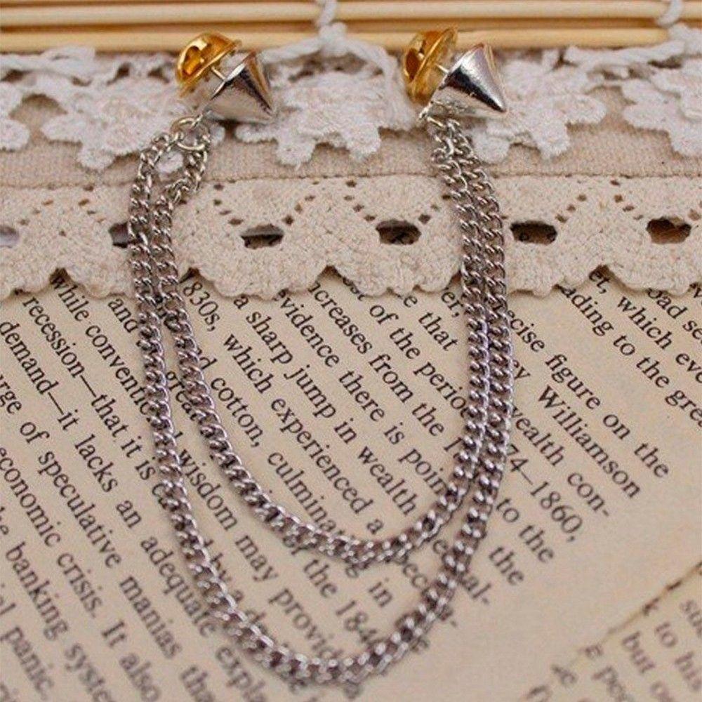 Party Tassels Rivet Chunky Stud Blouse Chain Jewellery Necklace Brooch Tip Collar Pin Spike