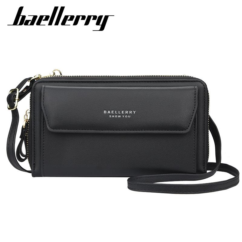 Baellerry Женская мода Длинный кошелек с двойной молнией Кошелек для монет Корейский стиль Сумка для мобильного телефона из искусственной кожи Сумка через плечо Большая вместимость Сумка через плечо