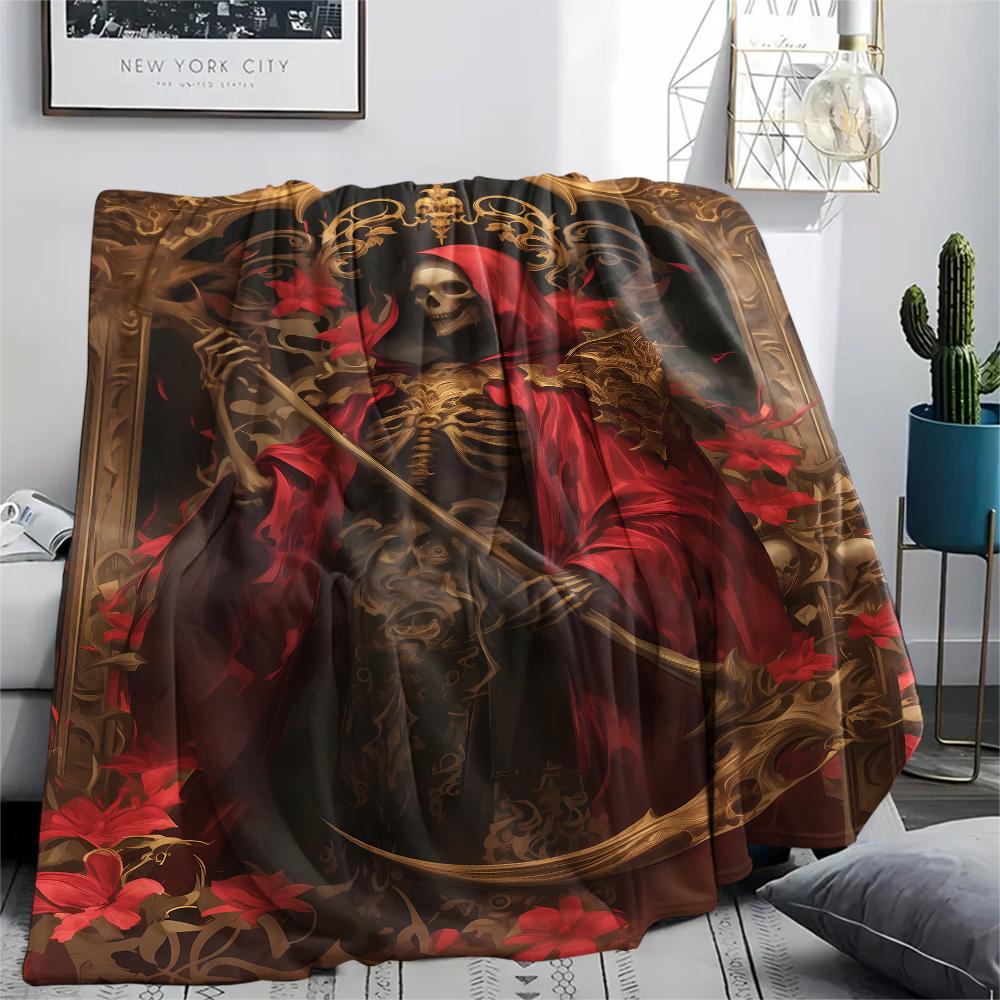 skeleton Print Flannel Blanket,High quality Comfortable for All Seasons,Home Decor,Warmth and Comfort,Perfect for Christmas Gifts