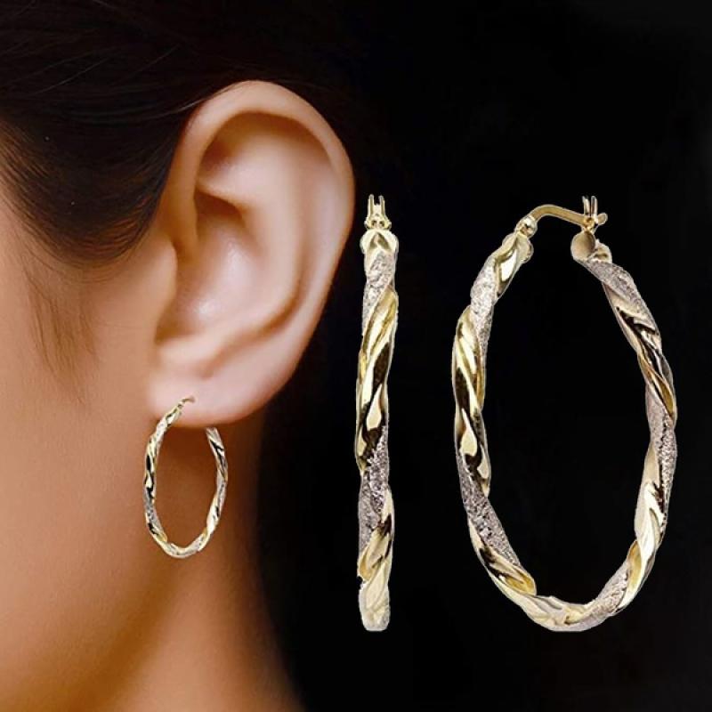 Fashion Spiral Circle Earrings Simple Big Circle Gold Color Loop Earrings ARI