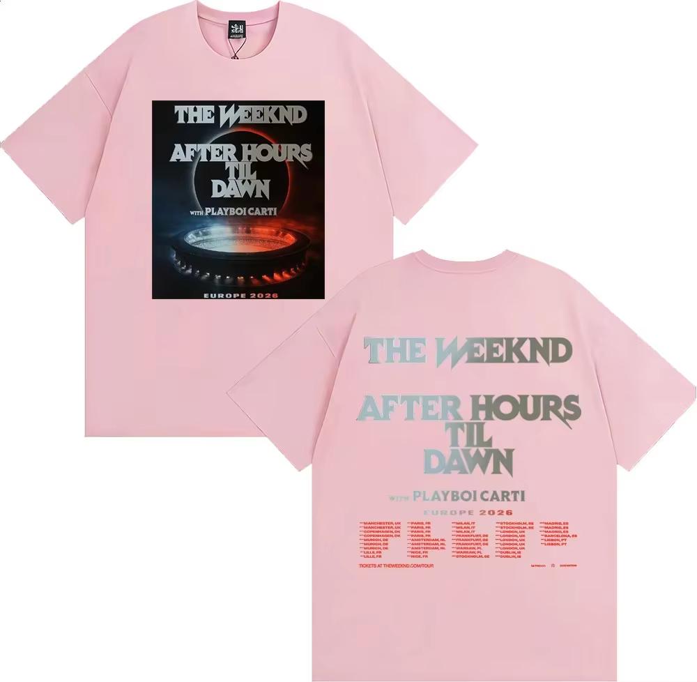 The Weeknd After Hours Til Dawn с Playboi Carti Европа 2026 Даты Футболки Унисекс Женские Повседневные Хлопковые Футболки с Коротким Рукавом