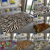 Leopar and Zebra Print Carpet Non-Slip Washable Flannel Area Rug for Home Living Room Bedroom Rug Dining Room Kitchen Floor Mat