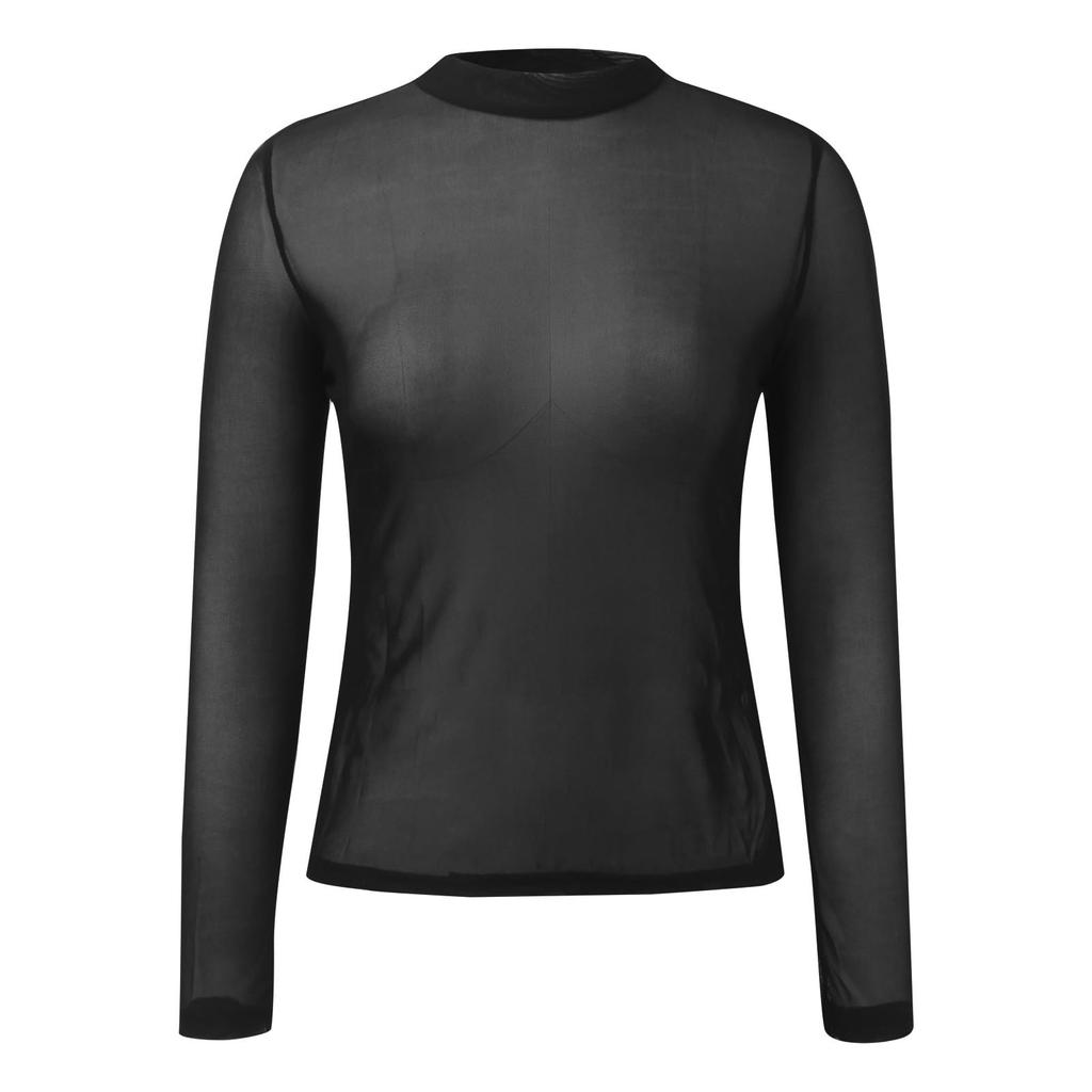 Женская однотонная кружевная рубашка с длинными рукавами и высоким воротом, базовый маленький топ, базовый маленький топ, базовый маленький топ