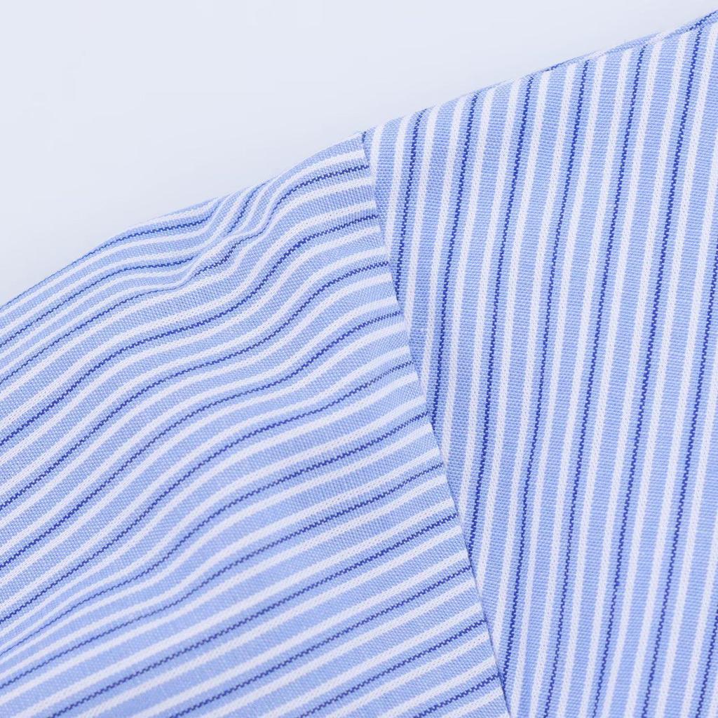 2025 Spring Women's European and American Style Poplin Patchwork Striped Shirt