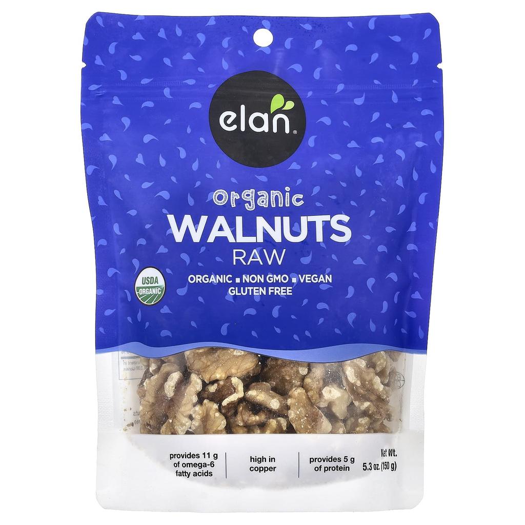 Elan, Organic Walnuts, Raw, 150g (5.3oz)