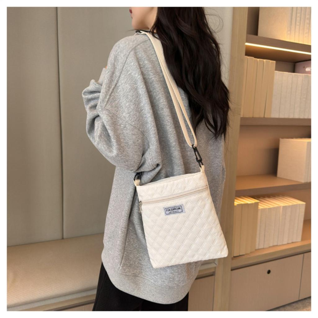 Простая однотонная сумка кроссбоди с ромбовидной сеткой для женщин, повседневная наплечная сумка, легкая и универсальная маленькая квадратная сумка кроссбоди