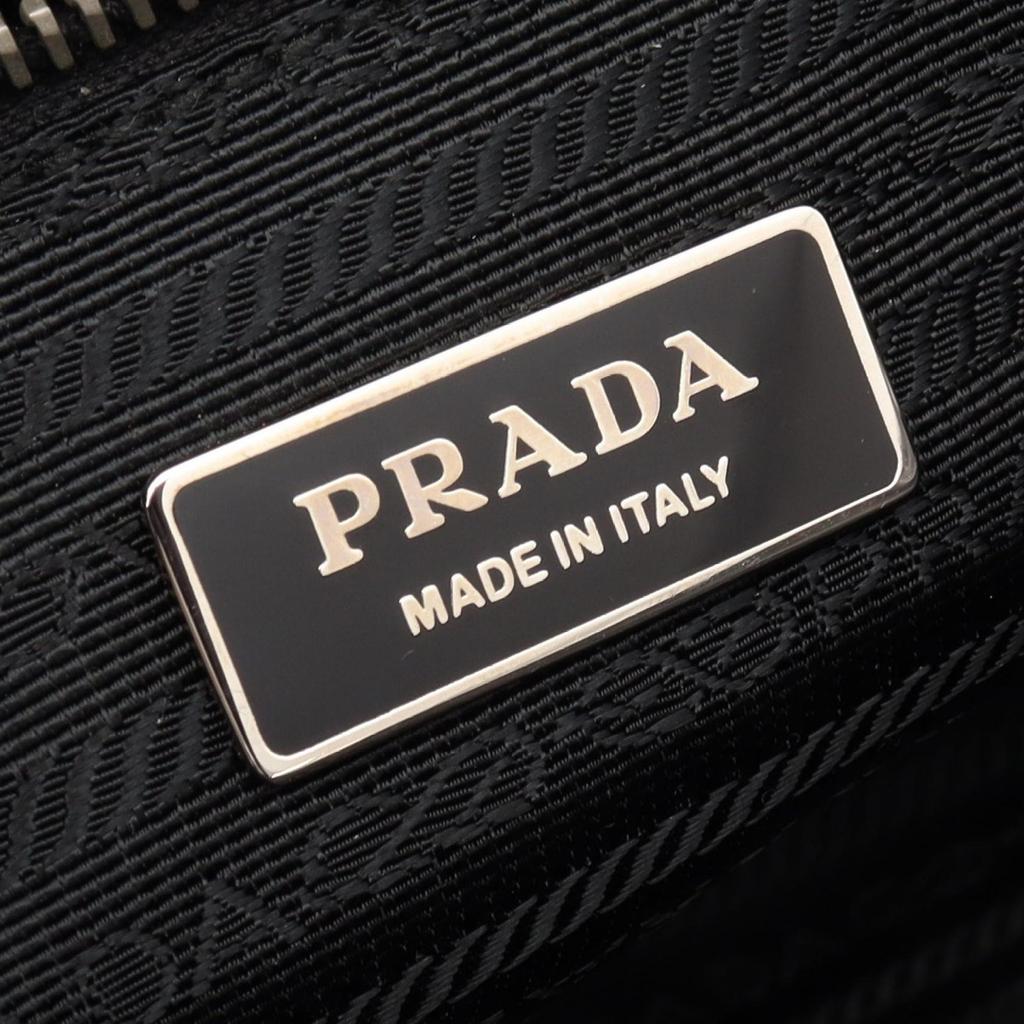Used PRADA Triangle logo Tote Bag Nylon Saffiano leather Black Used Women