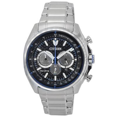 Мужские часы Eco-Drive с хронографом из нержавеющей стали с черным циферблатом CA4560-81E 100M