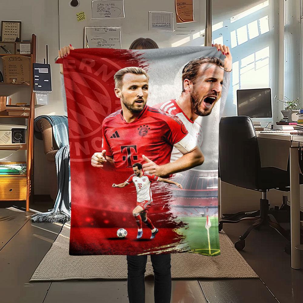 Kane Printed Flannel Blanket, soft throw for bedroom sofa, washable,soccer fan merchandise, great gift.