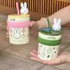 Подарок на день рождения Миффи Кролик Соломенная чашка для воды для девочек Керамическая кружка с крышкой Офисная кофейная чашка Сувенирный подарок