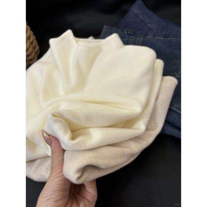 Супер девчачий корейский свитер с полувысоким воротом - Стильный, мягкий топ с длинным рукавом