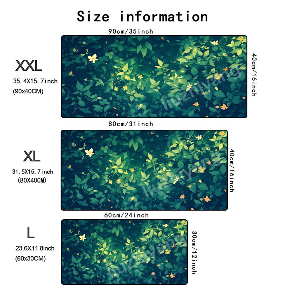 Houseplants Mouse Pad Large Computer Office Game Table Mat Rubber AntiSlip Stitched Edge Keyboard Mats 90x40 Xxl Desk Pads