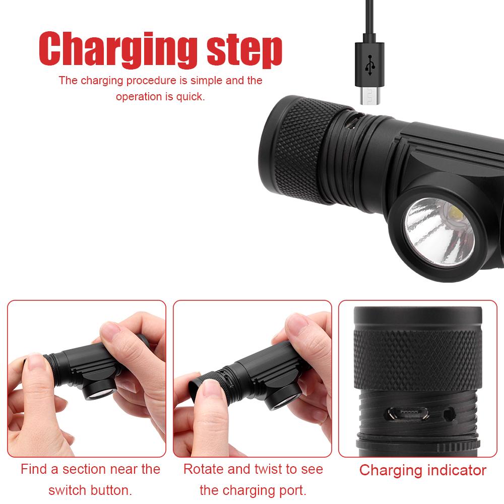 BORUiT D10 XM-L2 Светодиодный налобный фонарь Мощный 3000LM Водонепроницаемая фара USB Перезаряжаемый 18650 Налобный фонарь Кемпинг Рыбалка Фонарь