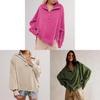 Streetwear Women Loose Fit Lantern Sleeve Hoodie With Button Details For Fall 2024