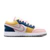 Air Jordan 1 Low SE GS Multi-Color Canvas Kids Sneakers White French-Blue Topaz-Gold DV1323-100