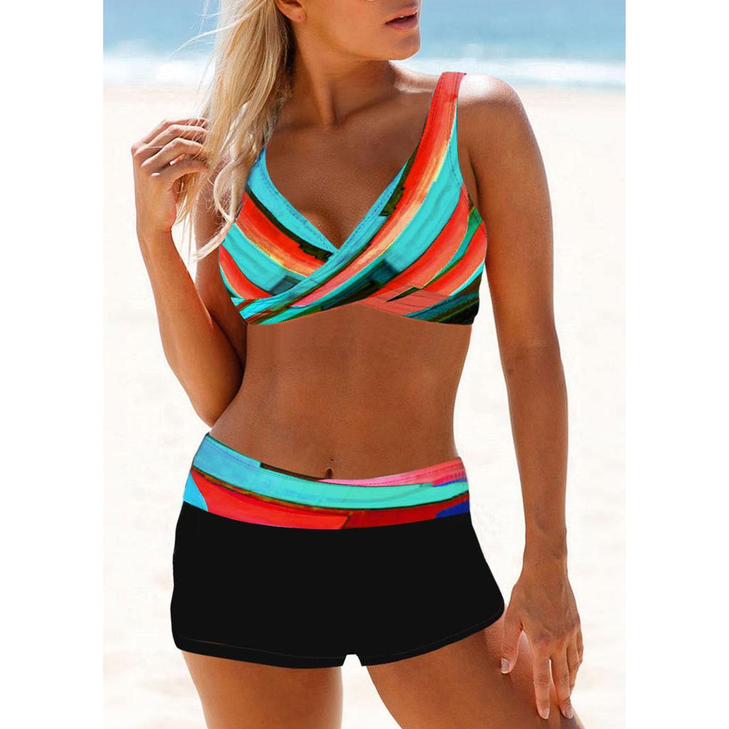 2024 Новый женский комплект из двух частей бикини, сексуальный пляжный купальник, модный комплект бикини с принтом, женский летний модный купальник-бикини для плавания